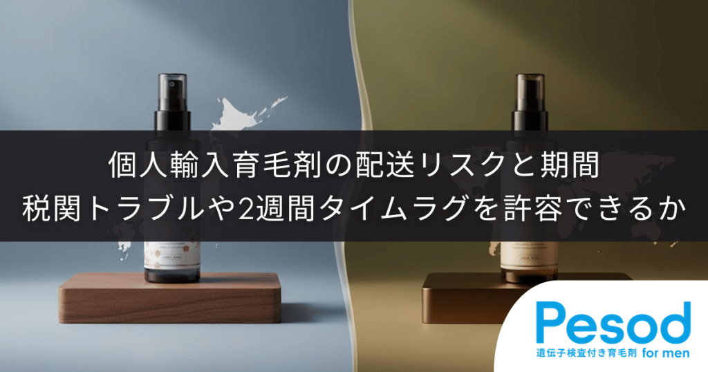 個人輸入育毛剤の配送リスクと期間｜税関トラブルや2週間のタイムラグを許容できるか