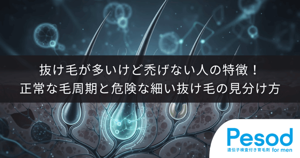 抜け毛が多いけど禿げない人の特徴！正常なヘアサイクルと危険な細い抜け毛の見分け方